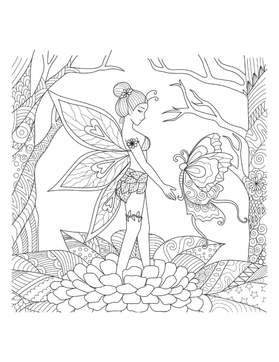 Butterfly Intricate Fairy Butterfly Wings Coloring Pdf Free Vectors